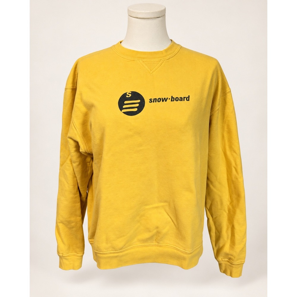 Vintage Old Navy Snowboard Graphic Crewneck Sweatshirt Yellow Sz S Y2K